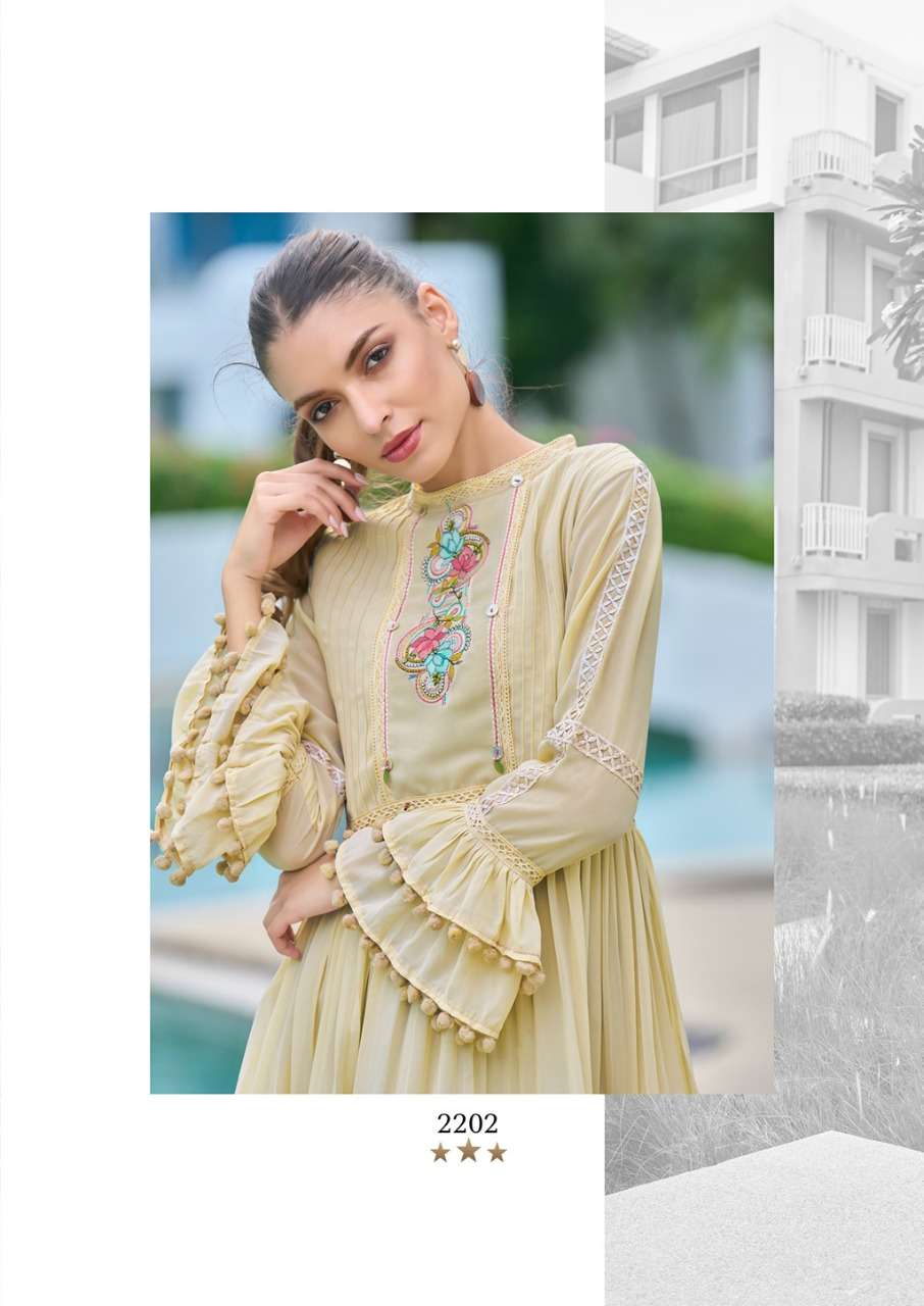 S3forever-tunic Vol 1-fabric-georgette-heavy Foxs-embroiderwork-kurti- Heavy-royal Crape-inner-2202-c